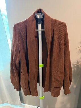 Target Women's Open-Front Chestnut Brown Knit Cardigan
